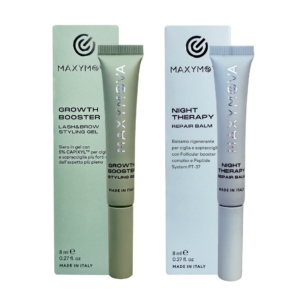MAXYMOVA - SET OD 2 SERUMA – LASH & BROW GROWTH BOOSTER CAPIXYL™ 5% GEL + NIGHT REPAIR BALM  Set za jače, gušće i punije trepavice i obrve, koji kombinuje dnevni tretman za podsticanje rasta sa noćnom negom za obnovu i jačanje dlačica.